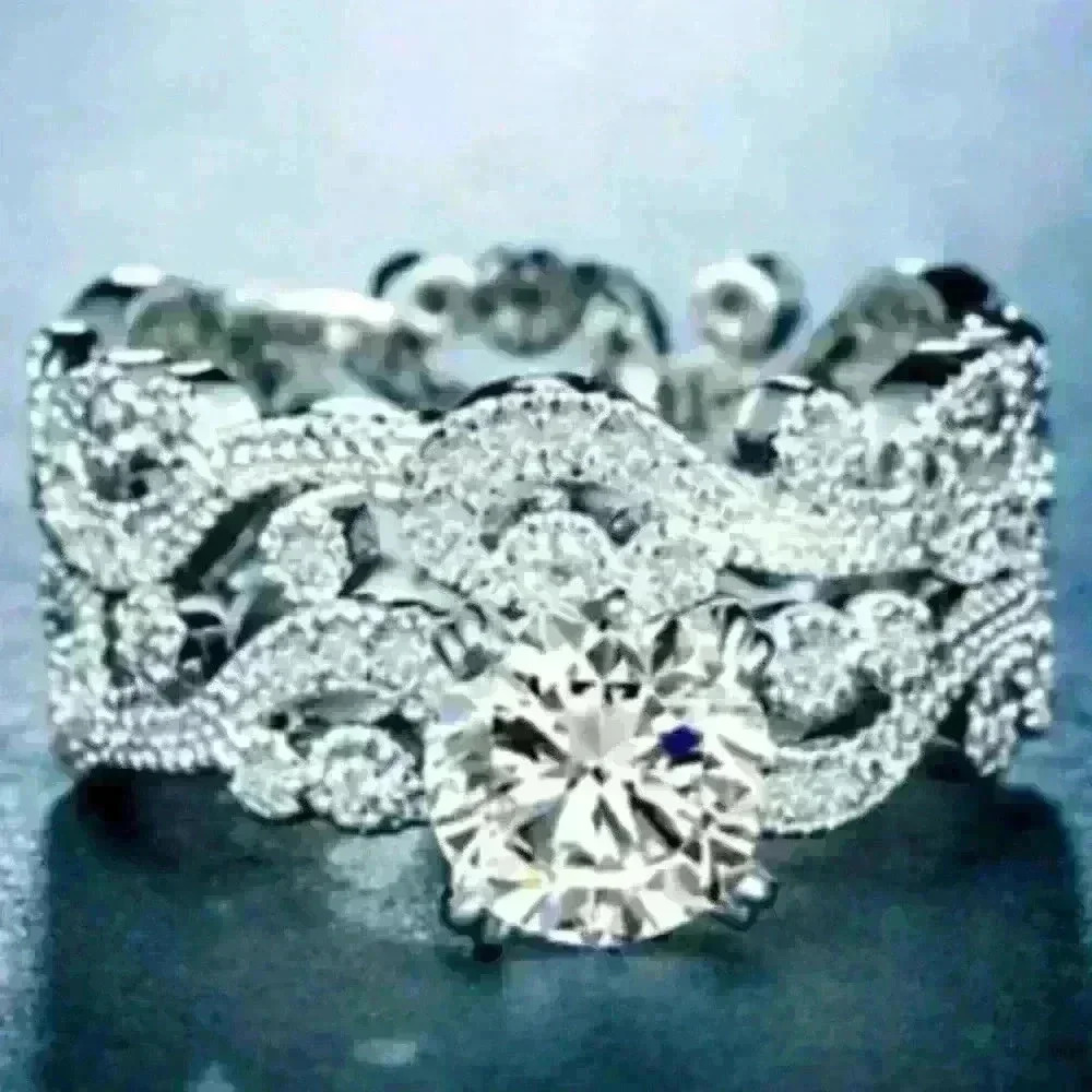 New Silver Engagement Ring Set 💍